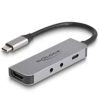 Delock USB Type-C™ Adapter zu HDMI 4K 60 Hz und Headset und Mikrofonschluss + USB Type-C™ PD 95 W