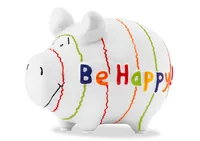G. Wurm Spardose Be Happy 12.5 x 9 x 9 cm - Breite: 12.5 cm - Höhe: 9 cm - Länge: 9 cm - Produkttyp Geschenke: Spardosen - Motiv: Glücksschweinchen