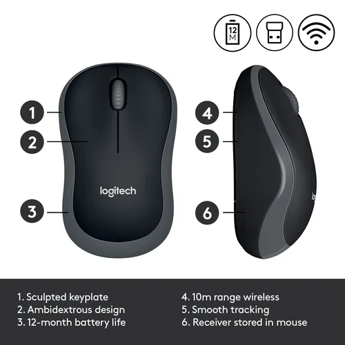 Logitech Mouse M185 Wireless Swift Grey INT Deutschland und Osteuropa Verpackung
