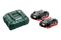Metabo Akku und Ladegerät Basis-Set 2 x LiHD 4.0 Ah - Akkutyp: Lithium-Ion (Li-Ion) - Akkusystem: CAS Cordless Alliance System - Zubehörtyp: Akku und Ladegerät - Akkukapazität: 4 Ah - Spannung: 18 V - Kapazität Wattstunden: 72 Wh
