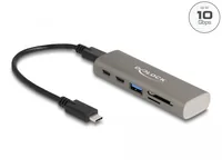 Delock USB-Hub 2x 10 Gbps USB Typ-C und 1 x USB Type-A - Stromversorgung: USB-C - Anzahl Ports: 4 - Detailfarbe: Grau - USB Standard: 3.1 Gen 2 (10 Gbps) - USB Anschluss 2 (Endgerät): USB A - USB C - USB Anschluss 1 (Quelle): USB C