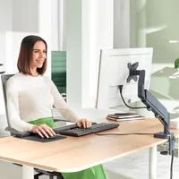 Leitz Workplace Ergo Single Monitorarm - Eigenschaften: Drehbar - Höhenverstellbar - Neigbar - Maximale Bildschirmgrösse: 32  - Detailfarbe: Dunkelgrau - Maximale Tragkraft: 9 kg - Anzahl Bildschirme: 1