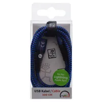 2GO USB Lade-Datenkabel Lightning 1m Nylon blau PET-Verp.