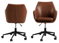 AC Design Bürostuhl Nora, mit Polsterrücken und Armlehnen, Cognac - Produkttyp: Bürostuhl - Material Bezug: Kunstleder - Armlehnen: Ja - Material Fuss: Metall - Rückenart: Polsterrücken - Rollenart: Hartbodenrollen