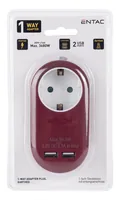 Entac Steckdosenadapter 2x USB-A burgundy