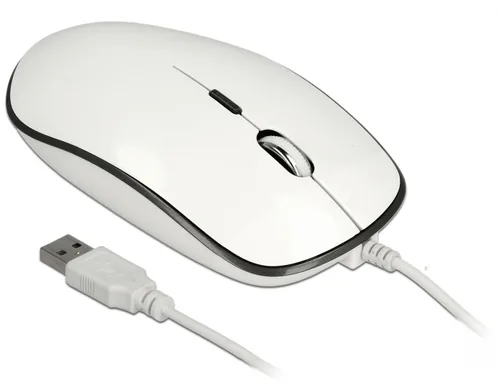 Delock Maus 12532 USB-Type-A &Type-C - Maus-Typ: Standard - Maus Features: Umschaltbare DPI-Auflösung - Scrollrad - Bedienungsseite: Universal - Detailfarbe: Weiss - Anthrazit - Verbindungsart: Verkabelt - Schnittstelle: USB-A - USB-C