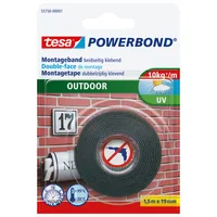 tesa Montageband Powerbond Outdoor ohne Bohren - 1.5m x 19 mm - Breite: 19 mm - Länge: 1.5 m - Verpackungseinheit: 12 Stück - Detailfarbe: Schwarz - Klebehaftung: Ablösbar - Art: Montageband