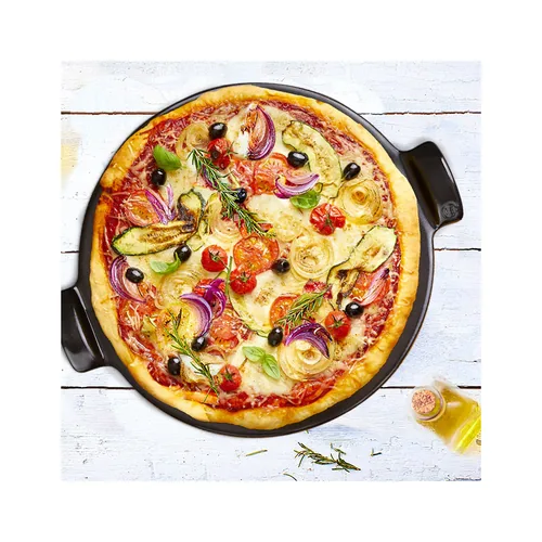 Emile Henry Pizzastein Ø 36.5 cm Rund, Schwarz - Breite: 43.5 cm - Form: Rund - Set: Nein