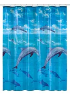 Kleine Wolke Duschvorhang Dolphin 180 x 200 cm, Blau - Produkttyp: Duschvorhang - Detailfarbe: Blau - Breite: 180 cm - Höhe: 200 cm - Detailmaterial: Poly-Ethylen-Vinylacetat (PEVA) - Grundmaterial: Kunststoff