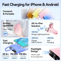 Vention 10000mAh power bank with LED display, USB-C + Lightning + USB-A, 22.5W (copper)