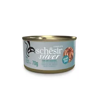 Schesir Nassfutter Silver Senior Complete Thunfisch, 70 g - Tierbedürfnis: Kein besonderes Bedürfnis - Geschmacksrichtung: Fisch - Zertifikate: Keine Zertifizierung - Fleischsorte: Thunfisch - Makrele - Packungsgrösse: 70 g - Futtereigenschaft: Getreidefr