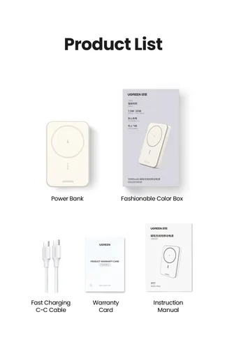 Ugreen 25208 power bank 10000 mAh Wireless charging Beige
