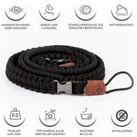 C-ROPE Kameragurt Traveler aus Paracord 100cm Silent Black retail