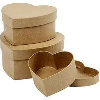 Creativ Company Papp-Schachtel 5 - 7,5 cm , 3 Stück - Form: Herz - Verpackungseinheit: 3 Stück - Papp-Art: Papp-Schachtel