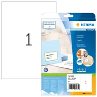 HERMA Universal-Etiketten Premium, 21 x 29.7 cm, 25 Etiketten - Klebehaftung: Permanent - Drucker Kompatibilität: Laser - Inkjet - Anzahl Blatt: 25 × - Papierformat: A4 - Anzahl Etiketten: 25 - Etikettengrösse: 210 x 297 mm