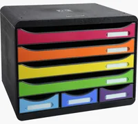 EXACOMPTA Schubladenbox Store-Box Mini 307798D schwarz/Regenbogen, 7 Schubl.