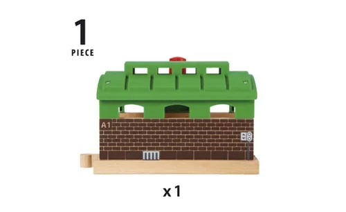 BRIO Eisenbahn Lokschuppen mit Rolltor - Kategorie: Gebäude - Altersempfehlung ab: 3 Jahren - Material: Holz - Kunststoff - Nachhaltigkeit: Nicht angegeben
