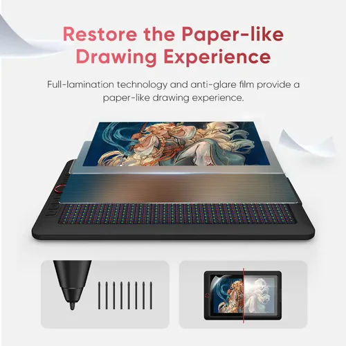 XP-PEN Grafiktablet Artist Pro 15.6 V2 - Stromversorgung: Netzbetrieb - Aktive Arbeitsfläche: 340.99 mm x 191.81 mm - Anzahl Druckstufen: 16384 × - Detailfarbe: Schwarz - Schnittstellen: USB Typ C - Display vorhanden: Ja