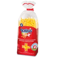 Bschüssig Teigwaren   Urschweizer Älpler Magronen 500 g - Produkttyp: Penne & Röhren - Nährwertangabe pro: 100 g - Energiegehalt (in kj): 1520 KJ - Energiegehalt (in kcal): 361 Kcal - Fett: 3 g - Gesättigte Fettsäuren: 1 g