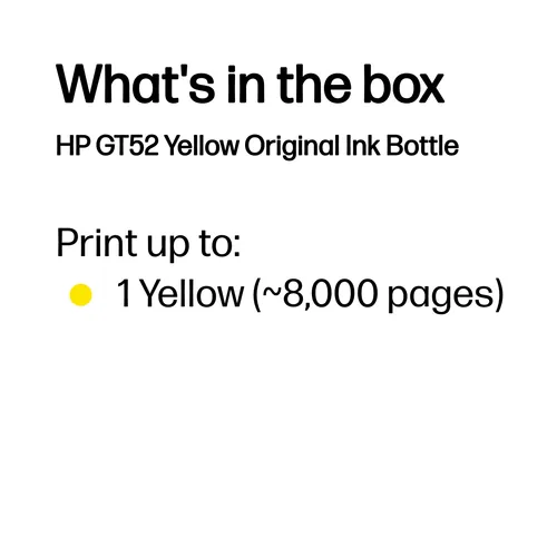 HP GT52 Yellow Original Bottled Ink Cartridge for DeskJet GT SeriesPrinters