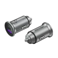 Vention Two-Port USB A+A(30+30) Car Charger Gray Mini Style Aluminium Alloy Type