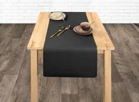Tiseco Tischläufer 45 cm x 145 cm, Schwarz - Material: Kunstleder - Produktart: Tischläufer - Motiv: Ohne Motiv - Detailfarbe: Schwarz - Breite: 45 cm - Länge: 145 cm