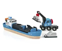 World Containerschiff mit Kranwagen, Spielfahrzeug