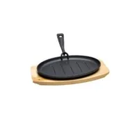 Nouvel Hot Plate mit Holzunterteller 34 x 18 x 5 cm - Detailfarbe: Schwarz - Material: Gusseisen