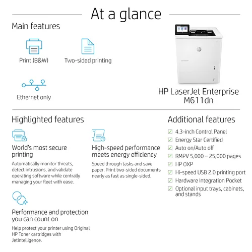 HP LaserJet Enterprise M611dn 1200 x 1200 DPI A4 Wifi