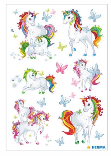 Herma Stickers Motivsticker Einhorn 3 Blatt à 18 Sticker Mehrfarbig - Motiv: Einhorn