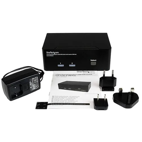 StarTech.com 2 Port Dual DisplayPort USB KVM Switch mit Audio - DisplayPort Desktop KVM Umschalter mit USB Hub - 4xUSB Buchse 2xDP Buchse - K