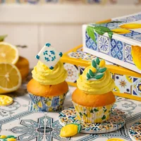 Decora Dessert-Box Amalfi-Zitronen 23 x 16 x 5 cm, Karton - Detailfarbe: Blau - Gelb - Materialtyp: Papier - Material: Karton