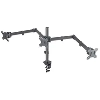 Manhattan Triple Desk Mount for TV & Monitors, For screens: 10" to 27", Clamp Assembly, VESA compatibility: 75x75 and 100x100mm - check the dimensions of the four mounting holes on back of screen to ensure it fits, Max 7kg (each), Black, Bracket, Lifetime