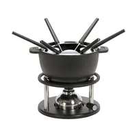 Kisag Fleischfondue-Set Twin 10 Teile, Schwarz - Anzahl Personen: 6 - Materialtyp: Metall - Material: Gusseisen - Betriebsart: Gasbrenner - Kompatible Kochfelder: Induktion - Detailfarbe: Schwarz