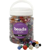 Creativ Company Facettenperlen 500 g, Sortiert - Packungsgrösse: 0 Stück - Durchmesser: 10 mm - 12 mm - 16 mm - Detailfarbe: Transparent - Mehrfarbig - Perlenart: Acrylperlen