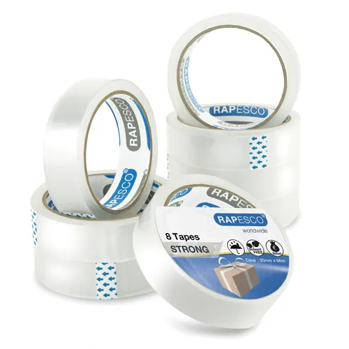 Rapesco Business Pack: 8 Strong Adhesive Tape Rolls 25 mm x 66 m – Clear