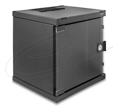 Delock 10? Netzwerkschrank 6 HE mit Glastür zur Stand- oder Wandmontage, 240 mm Tiefe, Traglast 30 kg, 330 x 312 x 300 mm, schwarz