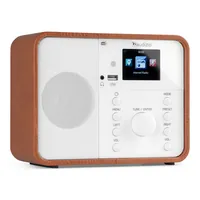 Audizio Internet Radio Nardo Braun/Weiss - Radio Tuner: Internetradio - FM - DAB+ - Stromversorgung: Netzbetrieb - Detailfarbe: Weiss - Braun - Ausstattung: Sleep-Timer - Display - Weckfunktion - Schlummerfunktion - Fernbedienung - Senderspeicher - Typ: T