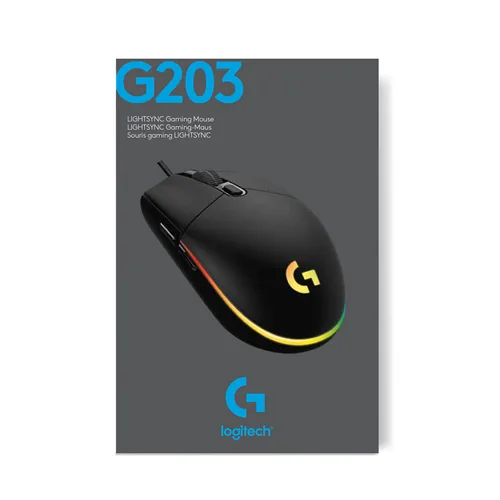 Logitech Gaming-Maus G203 Lightsync Weiss - Maus Features: RGB-Beleuchtung - Seitliche Zusatztasten - Beleuchtung - Programmierbare Tasten - Scrollrad - Bedienungsseite: Rechtshänder - Detailfarbe: Weiss - Gewicht: 85 g - Verbindungsart: Verkabelt - Schni