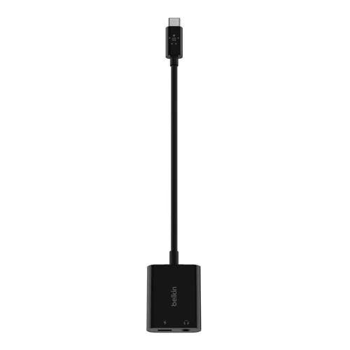 Belkin Adapter RockStar 3.5mm Audio + USB-C Charge Schwarz - Zubehörtyp Mobiltelefone: Adapter - Detailfarbe: Schwarz