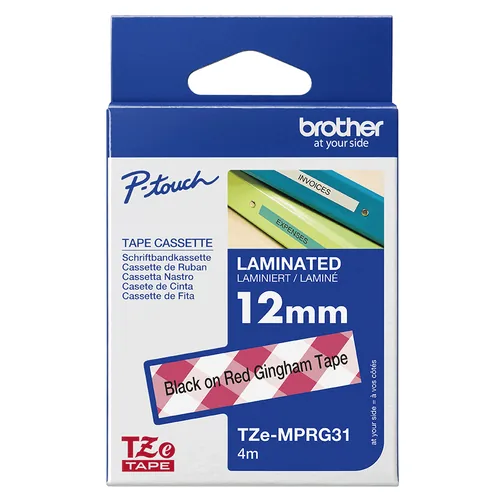 PTOUCH Band, laminiert schwarz/rot TZe-MPRG31 PT-DV600VP 12 mm