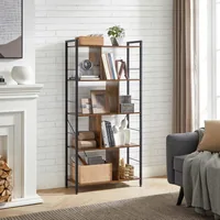 VASAGLE Bücherregal Braun/Schwarz - Eigenschaften: Keine Eigenschaft - Zertifikate: Keine Zertifizierung - Breite: 74 cm - Höhe: 150 cm - Tiefe: 30 cm - Detailfarbe: Braun - Schwarz