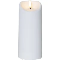 Star Trading LED-Kerze Pillar Flamme Ø 7.5 x 18 cm, Weiss - Betriebsart: Batteriebetrieb - Fernbedienung: Nein - Aussenanwendung: Ja - Höhe: 18 cm - Timerfunktion: Ja - Set: Nein