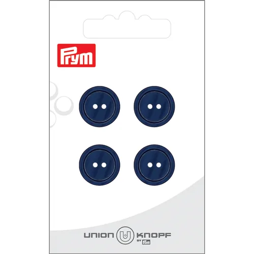 Prym Union Knopf Knöpfe Polyester 15 mm, 4 Stück, Marineblau - Detailfarbe: Marineblau