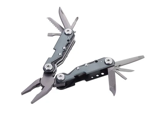 TROIKA TOL42/GY multi tool pliers Keychain 10 tools Grey