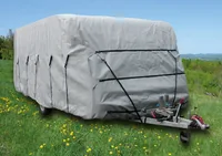 Eurotrail Abdeckblachen Schutzhülle für Wohnwagen - Tiefe: 5 m - Breite: 2.5 m - Detailfarbe: Grau - Form: Eckig