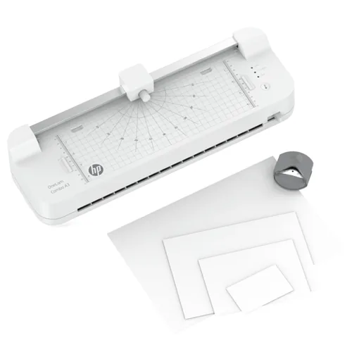 HP Laminiergerät OneLam Combo A3 125 µm - Aufheizzeit: 4 min - Laminierverfahren: Kaltlamination - Ausstattung: Sleep Modus - Maximale Folienstärke: 125 µm - Medienformat: A3 - Set: Ja