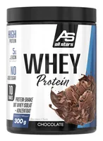 All Stars Whey Protein 100% Chocolate, 300 g - Produktionsland: Deutschland - Anwendungszweck: Muskelaufbau - Einnahme: Nicht relevant - Nachhaltigkeit: Nicht angegeben - Gewicht pro Einheit: 300 g - Produkttyp: Protein-Pulver