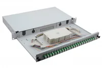 helos LWL 19 Spleissbox 24 x LC/APC Duplex OS2, spleißfertig, grau