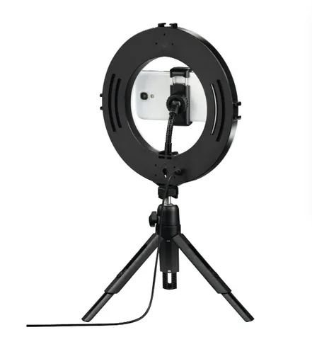 Hama Ringlicht SpotLight Smart 80 II - Farbtemperatur Kelvin: 5500 K - 2100 K - 3000 K - Lichtfarbe: Tageslichtweiss (Kaltweiss) - Neutralweiss - Warmweiss - Leuchtenfarbe: Schwarz